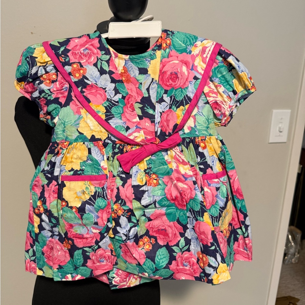 Vintage Winnie the Pooh Disney Baby Dress Floral 24 Months USA Made